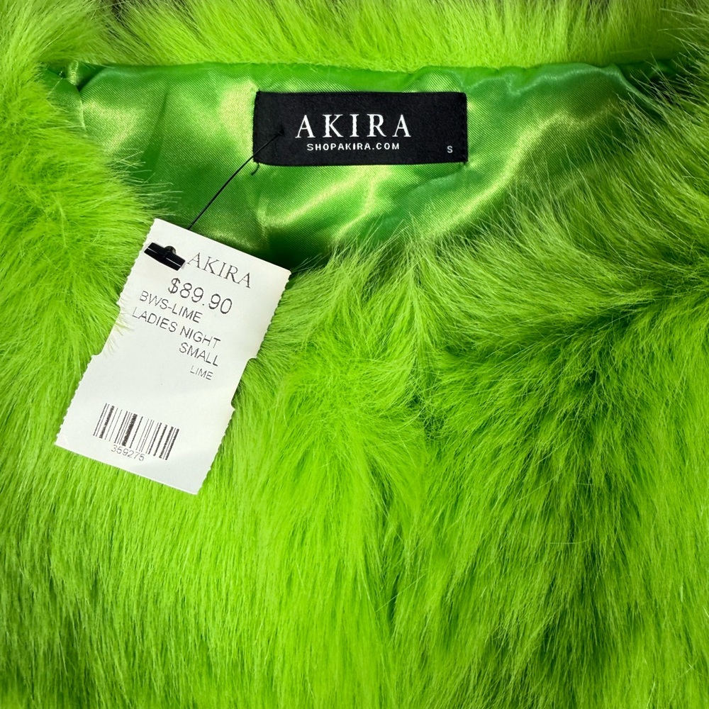 Neon Green Faux Fur Bolero Shrug Jacket - Picture 8 of 8